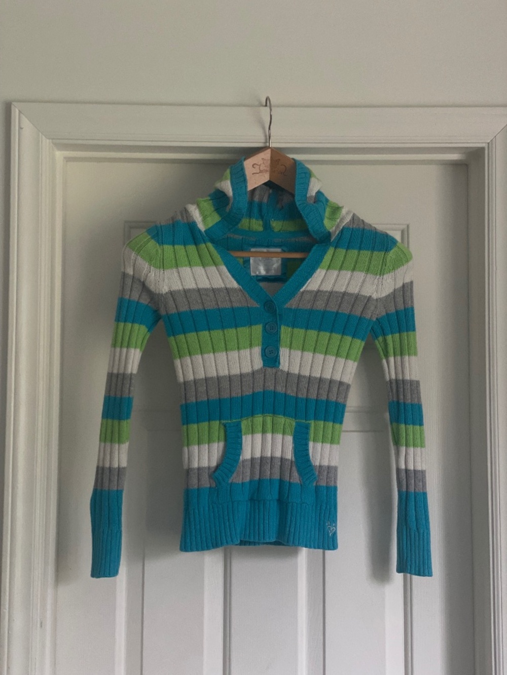 Justice Y2K Striped Hooded Knit Sweater